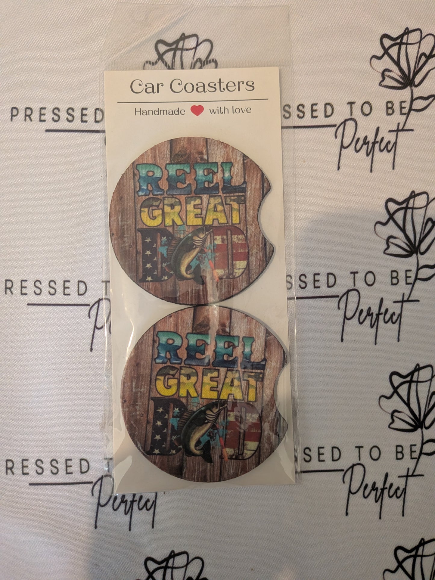 Reel great dad car coasters